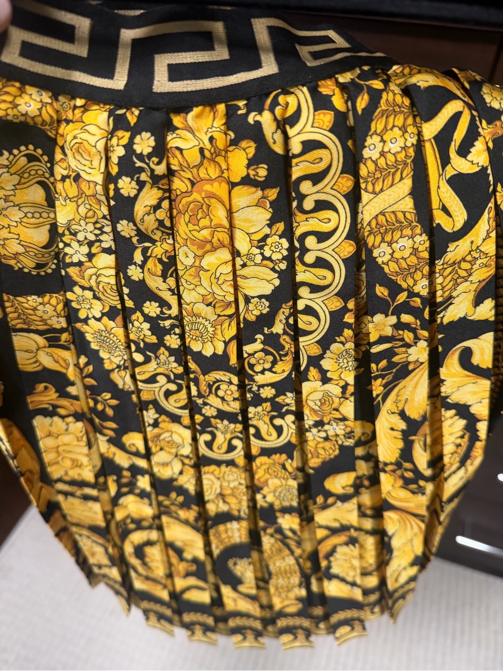 Versace Black and Gold Baroque Pleated Skirt kids size 14